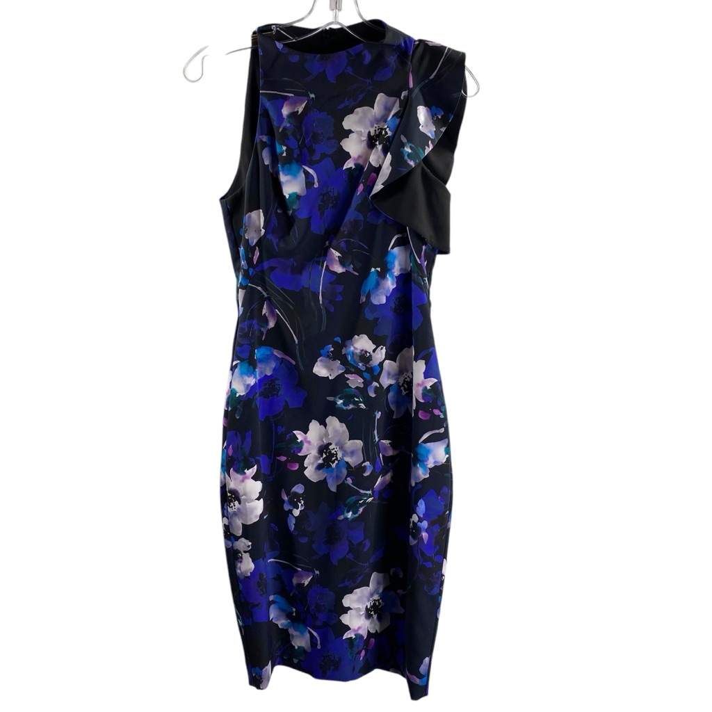Black Halo Size 0 Black Floral Sleeveless Polyamide Midi Dress Nwt $435